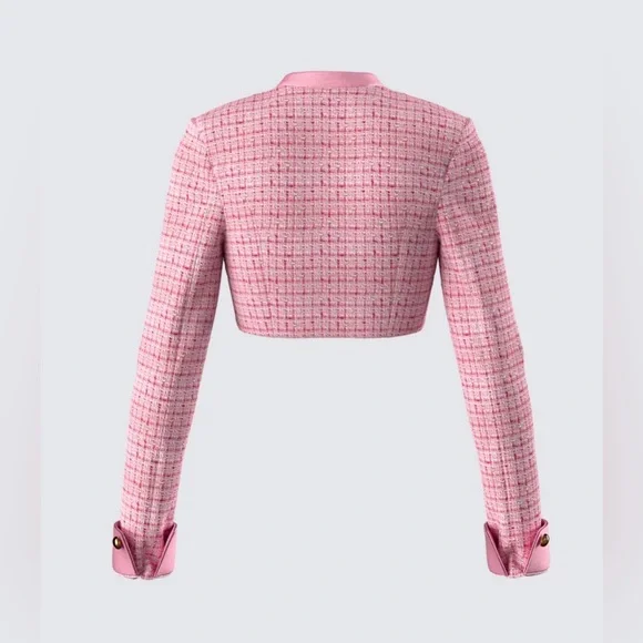 Finesse Pippa Pink Tweed Cropped Jacket size 2X FE1 - Picture 3 of 10